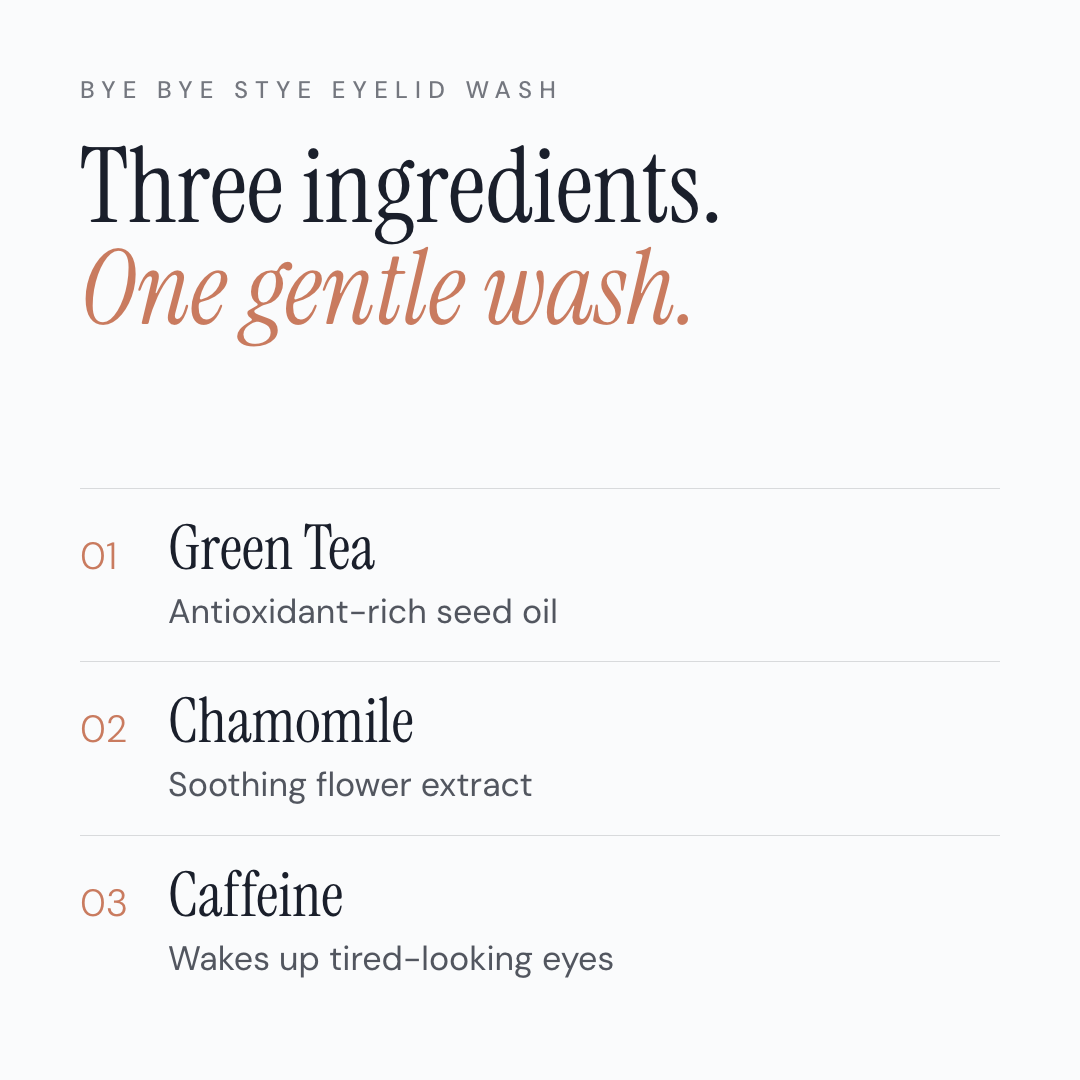 Product label for Prospela eyelid cleanser with ingredients and benefits listed.